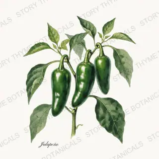 Jalapeño — vintage botanical Peppers print on a white background