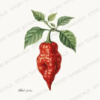 Ghost Pepper — vintage botanical Peppers print on a white background