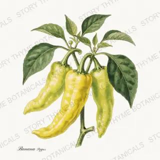 Banana Pepper — vintage botanical Peppers print on a white background