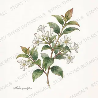 Glossy Abelia — vintage botanical The Plant Library print on a white background
