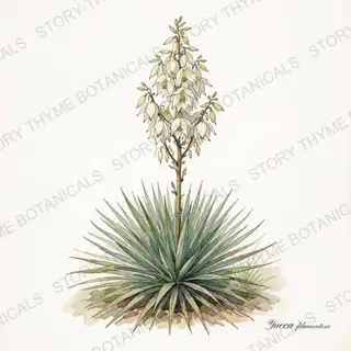 Adam's Needle (Hardy Yucca) — vintage botanical The Plant Library print on a white background