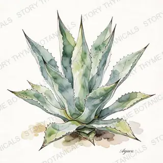 Agave (Century Plant) — vintage botanical The Plant Library print on a white background