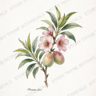 Almond — vintage botanical The Plant Library print on a white background
