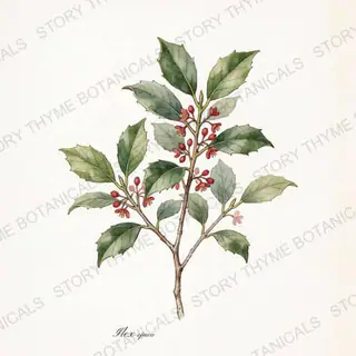 American Holly — vintage botanical The Plant Library print on a white background