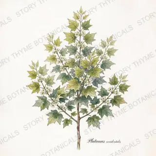 American Sycamore — vintage botanical The Plant Library print on a white background