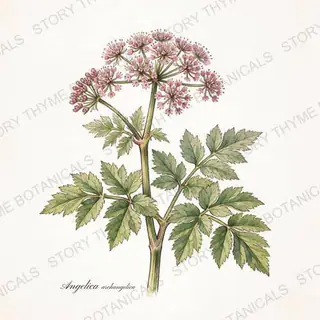 Angelica — vintage botanical The Plant Library print on a white background