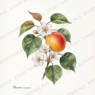 Apricot — vintage botanical The Plant Library print on a white background