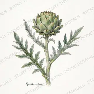 Globe Artichoke — vintage botanical The Plant Library print on a white background