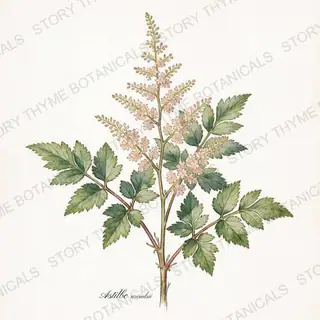 Astilbe — vintage botanical The Plant Library print on a white background