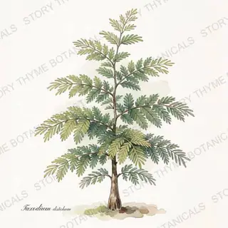 Bald Cypress — vintage botanical The Plant Library print on a white background