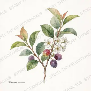 Beach Plum — vintage botanical The Plant Library print on a white background