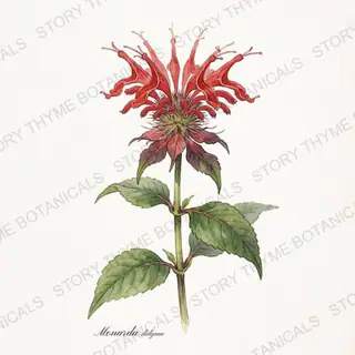 Bee Balm — vintage botanical The Plant Library print on a white background