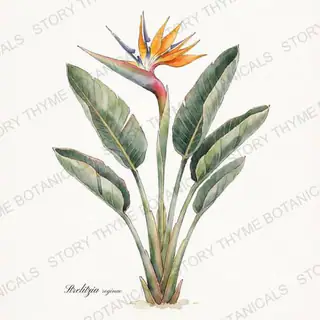 Bird of Paradise — vintage botanical The Plant Library print on a white background