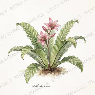 Bird's Nest Fern — vintage botanical The Plant Library print on a white background