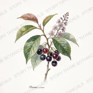 Black Cherry — vintage botanical The Plant Library print on a white background
