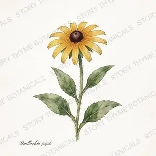 Black-eyed Susan — vintage botanical The Plant Library print on a white background