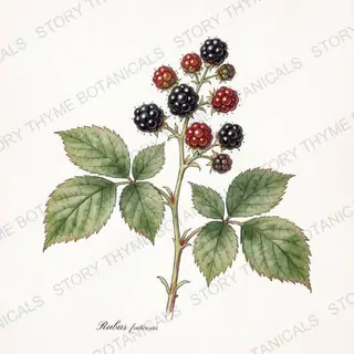 Blackberry — vintage botanical The Plant Library print on a white background