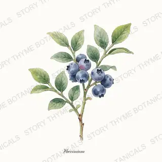 Blueberry — vintage botanical The Plant Library print on a white background