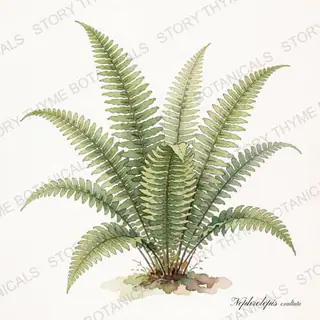 Boston Fern — vintage botanical The Plant Library print on a white background