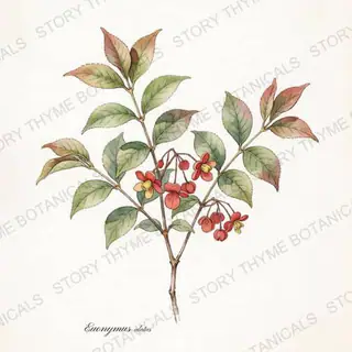 Burning Bush — vintage botanical The Plant Library print on a white background