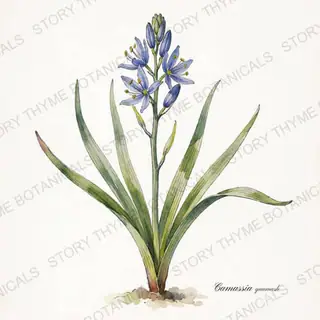 Camas — vintage botanical The Plant Library print on a white background