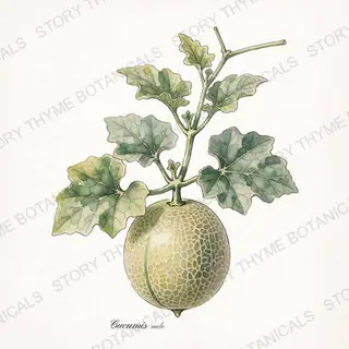 Cantaloupe — vintage botanical The Plant Library print on a white background