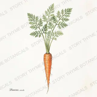 Carrot — vintage botanical The Plant Library print on a white background