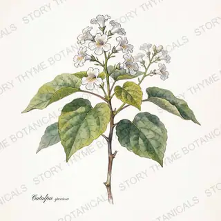 Northern Catalpa — vintage botanical The Plant Library print on a white background