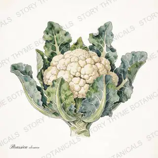 Cauliflower — vintage botanical The Plant Library print on a white background
