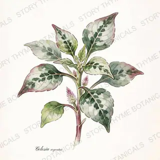 Celosia — vintage botanical The Plant Library print on a white background