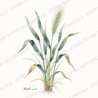 Cereal Rye (Winter Rye) — vintage botanical The Plant Library print on a white background