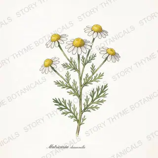 German Chamomile — vintage botanical The Plant Library print on a white background