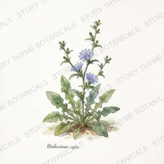 Chicory — vintage botanical The Plant Library print on a white background