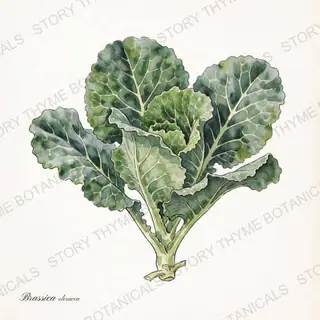 Collard Greens — vintage botanical The Plant Library print on a white background