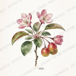 Flowering Crabapple — vintage botanical The Plant Library print on a white background