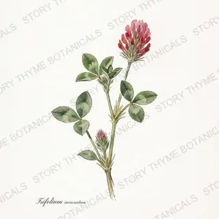 Crimson Clover — vintage botanical The Plant Library print on a white background