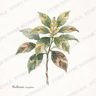 Croton — vintage botanical The Plant Library print on a white background