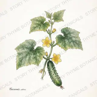 Cucumber — vintage botanical The Plant Library print on a white background