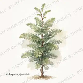 Dawn Redwood — vintage botanical The Plant Library print on a white background