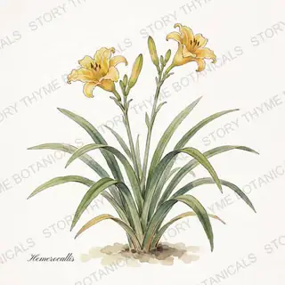 Daylily — vintage botanical The Plant Library print on a white background
