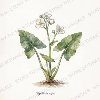Duck Potato (Wapato) — vintage botanical The Plant Library print on a white background
