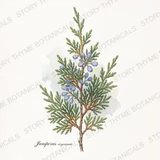 Eastern Redcedar — vintage botanical The Plant Library print on a white background
