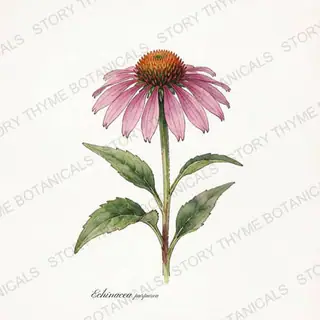 Echinacea — vintage botanical The Plant Library print on a white background