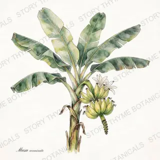 Banana (Edible) — vintage botanical The Plant Library print on a white background