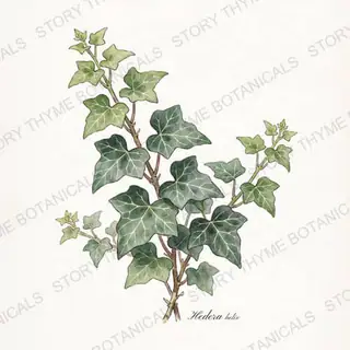 English Ivy — vintage botanical The Plant Library print on a white background