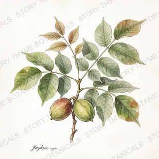 English (Persian) Walnut — vintage botanical The Plant Library print on a white background