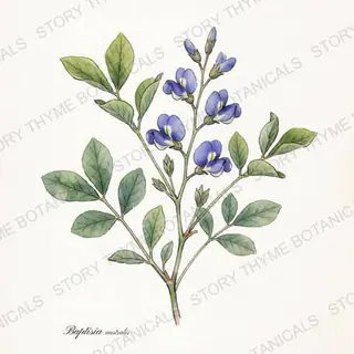 False Indigo (Baptisia) — vintage botanical The Plant Library print on a white background