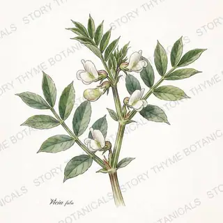 Fava Bean (Broad Bean) — vintage botanical The Plant Library print on a white background