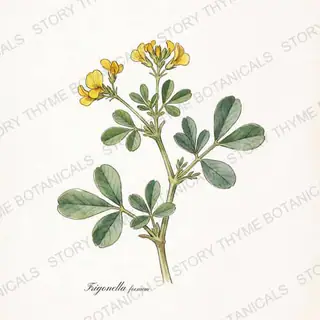 Fenugreek — vintage botanical The Plant Library print on a white background