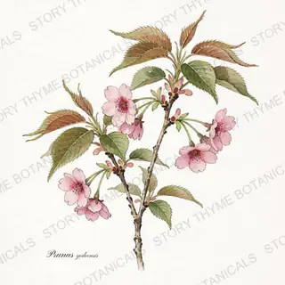 Flowering Cherry — vintage botanical The Plant Library print on a white background